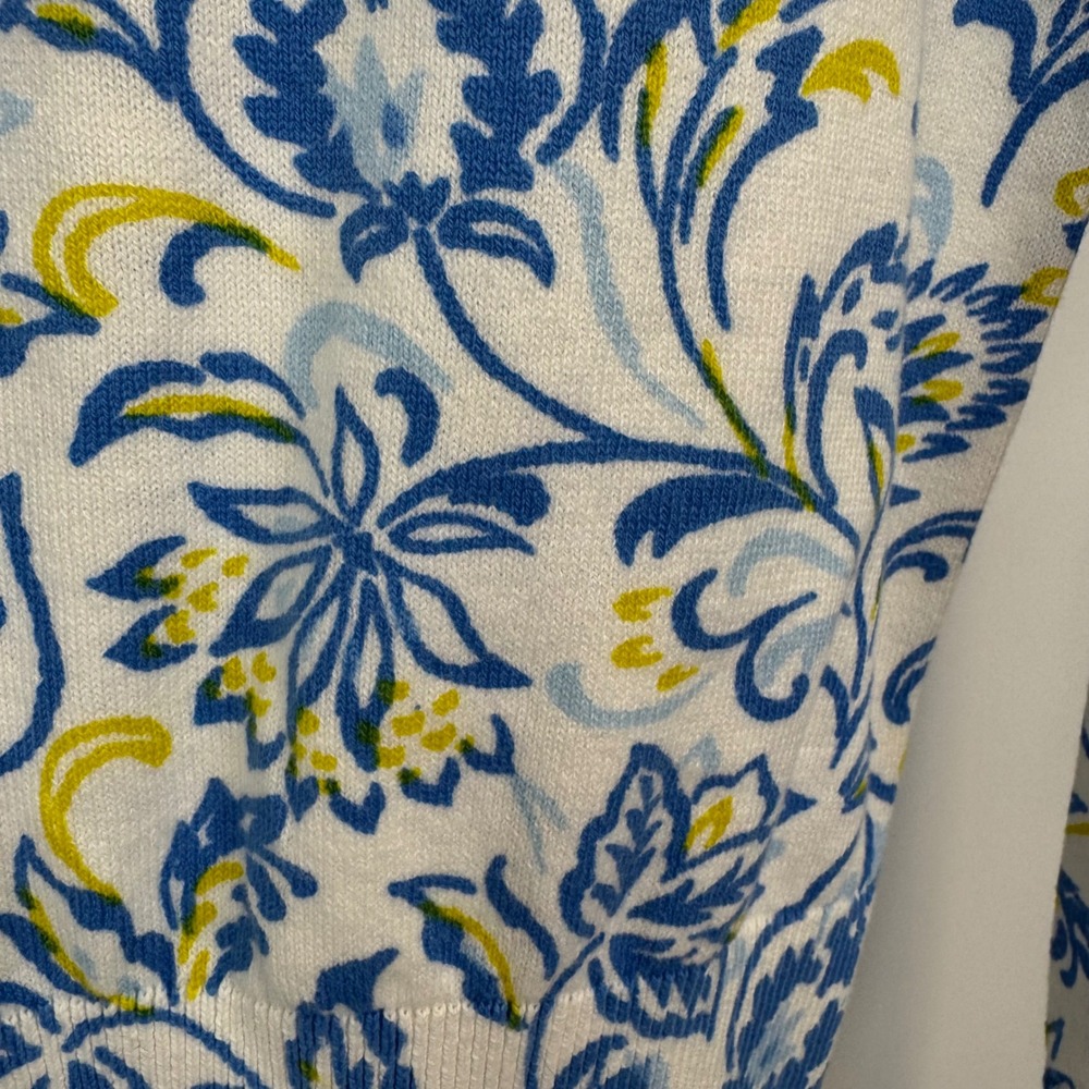Ann Taylor Floral Cotton Button Front Cardigan Blue White Yellow Size S NWT - Picture 9 of 12